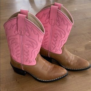 Old West Girls' Pink Corona Calfskin Cowgirl Boots